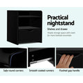 Artiss Bedside Table 1 Drawer Shelf Black