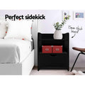 Artiss Bedside Table 2 Drawer Black Shelf Nightstand