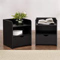 Artiss Bedside Table 2 Drawer Black Shelf Nightstand
