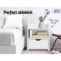 Artiss Bedside Table 1 Drawer White Shelf Storage
