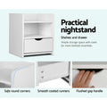 Artiss Bedside Table 1 Drawer White Shelf Storage
