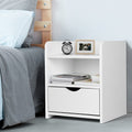 Artiss Bedside Table 1 Drawer White Shelf Storage