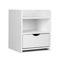 Artiss Bedside Table 1 Drawer White Shelf Storage