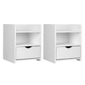 Artiss Bedside Table 2 Pack White 1 Drawer Shelf
