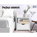 Artiss Bedside Table 2 Pack White 1 Drawer Shelf