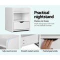 Artiss Bedside Table 2 Pack White 1 Drawer Shelf
