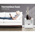 Artiss Bedside Table 2 Pack White 1 Drawer Shelf