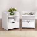 Artiss Bedside Table 2 Pack White 1 Drawer Shelf