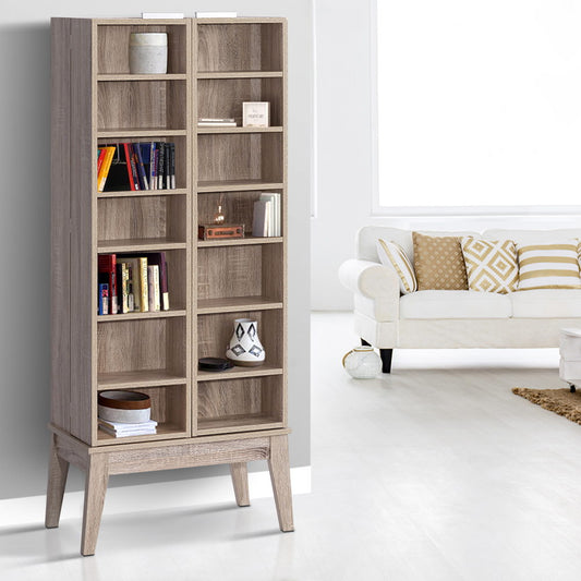 Artiss Bookshelf Display Shelves CD DVD Storage Rack Stand Bookcase Oak BERG