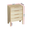 Artiss 4 Chest of Drawers Tallboy INEZ Pine