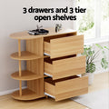 Artiss Chest 3 Drawers Storage Cabinet Pine Wood 3 Shelves