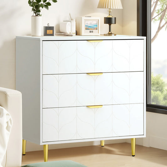 Artiss 3 Drawer Chest Lowboy Cabinet White