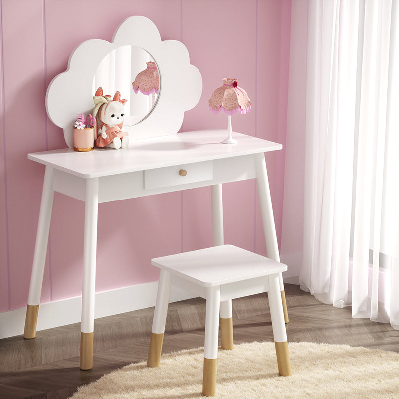 Keezi Kids Dressing Table Chair Set Vanity Mirror Makeup Wooden