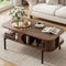 Artiss Coffee Table w/ Shelf Cabinet Walnut