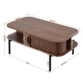 Artiss Coffee Table w/ Shelf Cabinet Walnut