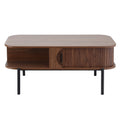 Artiss Coffee Table w/ Shelf Cabinet Walnut