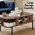 Artiss Coffee Table w/ Shelf Cabinet Walnut