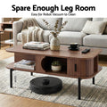 Artiss Coffee Table w/ Shelf Cabinet Walnut