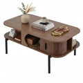 Artiss Coffee Table w/ Shelf Cabinet Walnut