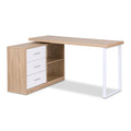 Artiss L Shape Computer Desk Swivel Oak Home Office Storage