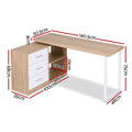 Artiss L Shape Computer Desk Swivel Oak Home Office Storage