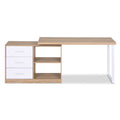 Artiss L Shape Computer Desk Swivel Oak Home Office Storage