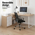 Artiss L Shape Computer Desk Swivel Oak Home Office Storage