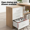 Artiss L Shape Computer Desk Swivel Oak Home Office Storage
