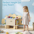 Keezi Dinosaur Kids Bookshelf 2-Tier Wooden Fabric Drawer Storage