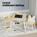 Keezi 3pc Kids Table Chairs Set Chalkboard Desk Hidden Storage