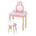 Keezi Kids Dressing Table Wooden Bunny Pink Makeup Mirror