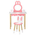 Keezi Kids Dressing Table Wooden Bunny Pink Makeup Mirror