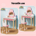 Keezi Kids Dressing Table Wooden Bunny Pink Makeup Mirror