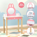 Keezi Kids Dressing Table Wooden Bunny Pink Makeup Mirror