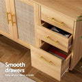 Artiss Buffet Sideboard Storage Cabinet Rattan Pine