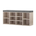 Artiss Shoe Rack Cabinet Bench Pine Fabric Seat Storage BOA