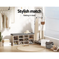 Artiss Shoe Rack Cabinet Bench Pine Fabric Seat Storage BOA