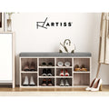 Artiss Shoe Rack Cabinet Bench Pine Fabric Seat Storage BOA