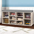 Artiss Shoe Rack Cabinet Bench Pine Fabric Seat Storage BOA