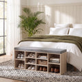 Artiss Shoe Bench x2 Set Fabric Seat Pine Hallway Bedroom