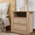 Artiss Bedside Table 2 Drawers Oak with Shelf