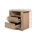 Artiss Bedside Table 2 Drawers Oak with Shelf
