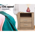 Artiss Bedside Table 2 Drawers Oak with Shelf