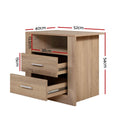 Artiss Bedside Table 2 Drawers Shelf Oak 2 Piece