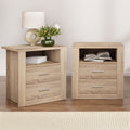 Artiss Bedside Table 2 Drawers Shelf Oak 2 Piece