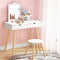 Keezi Kids Dressing Table Vanity Mirror Makeup Chair Drawers Wood