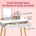 Keezi Kids Dressing Table Vanity Mirror Makeup Chair Drawers Wood