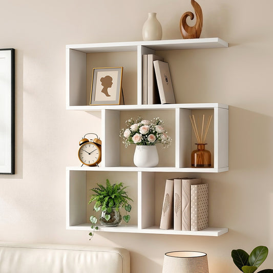 Artiss 3-Tier Floating Wall Shelf White Bookshelf Display Storage