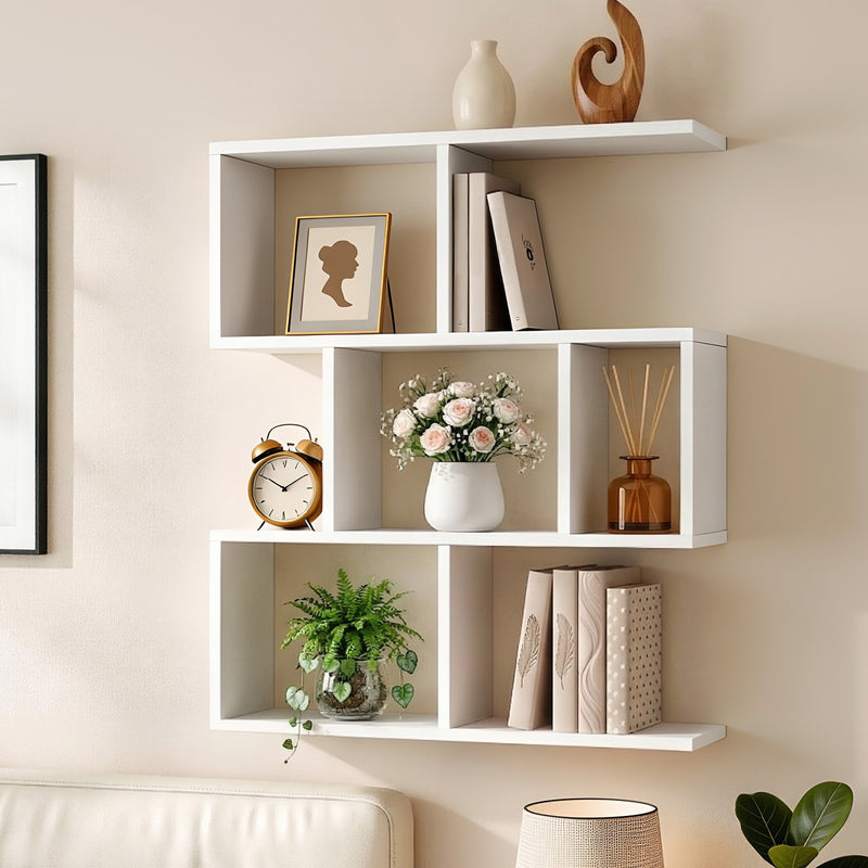Artiss 3-Tier Floating Wall Shelf White Bookshelf Display Storage