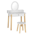 Keezi Kids Dressing Table Chair Set Wooden Vanity Mirror Makeup